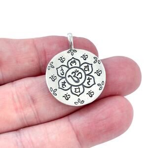 Vintage Sterling Silver 925 Om Mandala Pendant